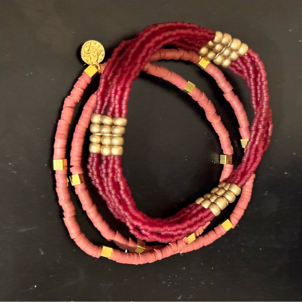 Burgundy and Gold Bracelets